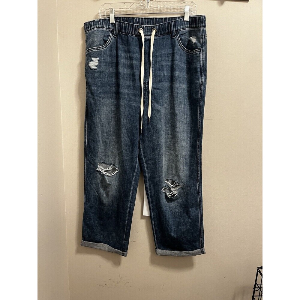 Aerie Pull On Distressed Drawstring Waist Jeans Women's Size XL